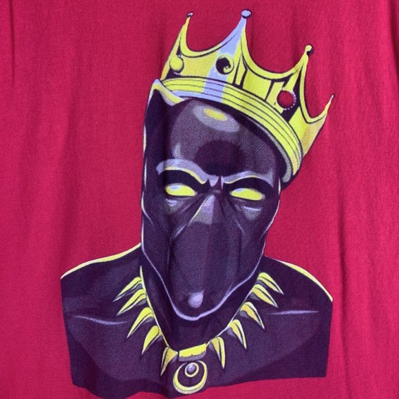 Notorious T'-Cha-Lla Black Panther Notorious BIG Mashup Red Graphic Tee XL - Picture 3 of 6